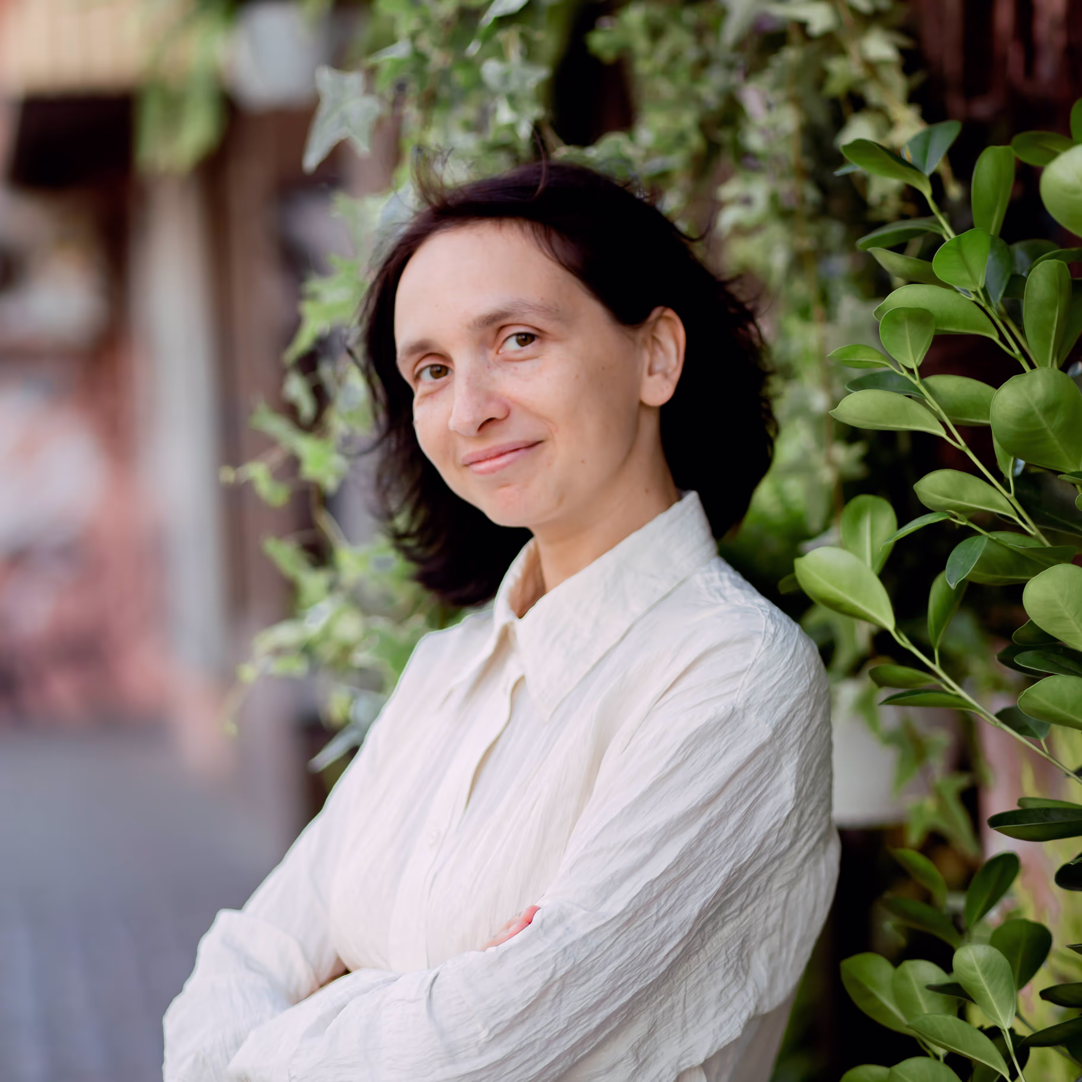 The photo of me, the woman in a white shirt